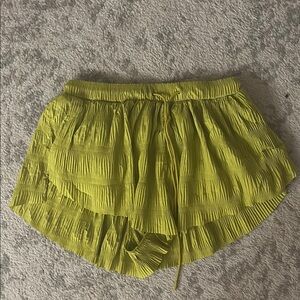 Pleated Lime green Free people movement shorts